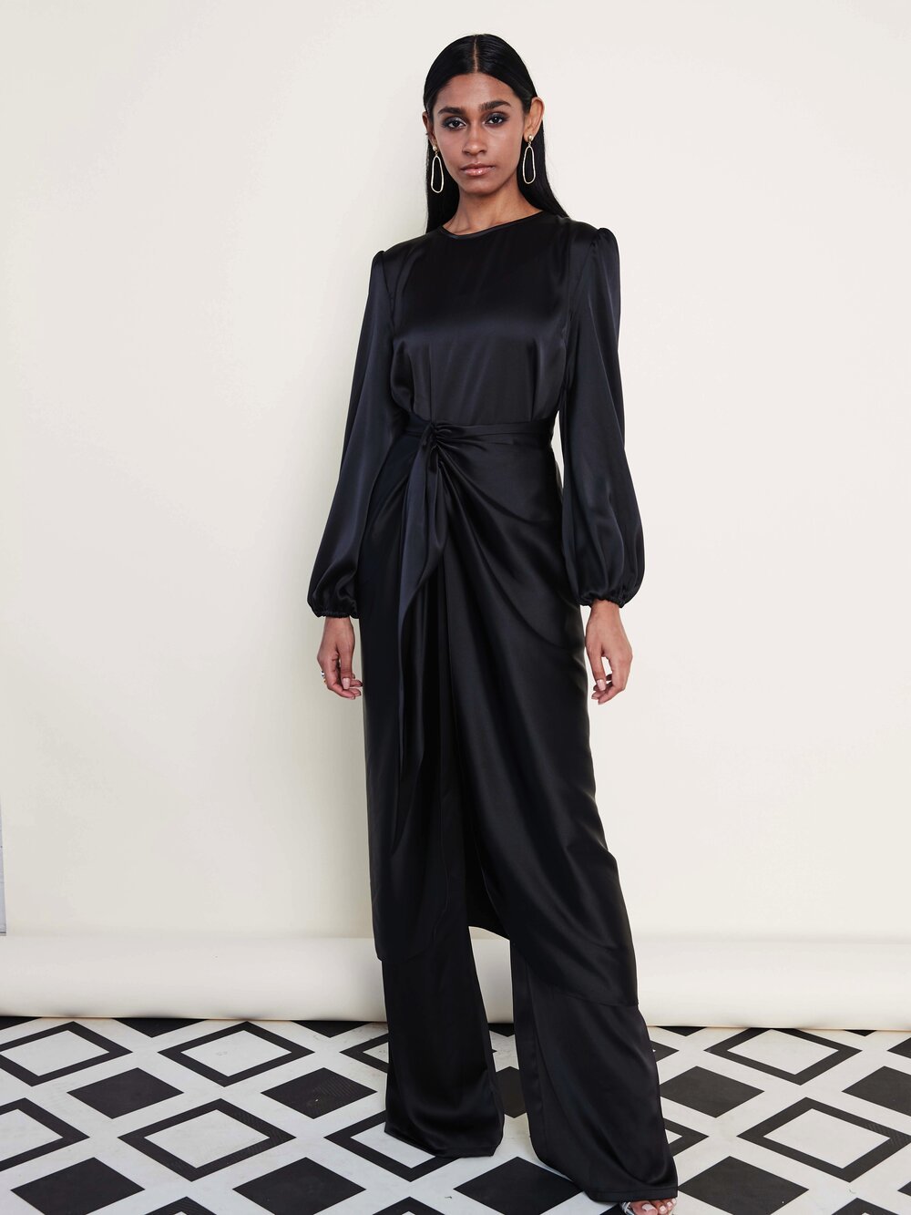 BLACK SATIN JUMPER