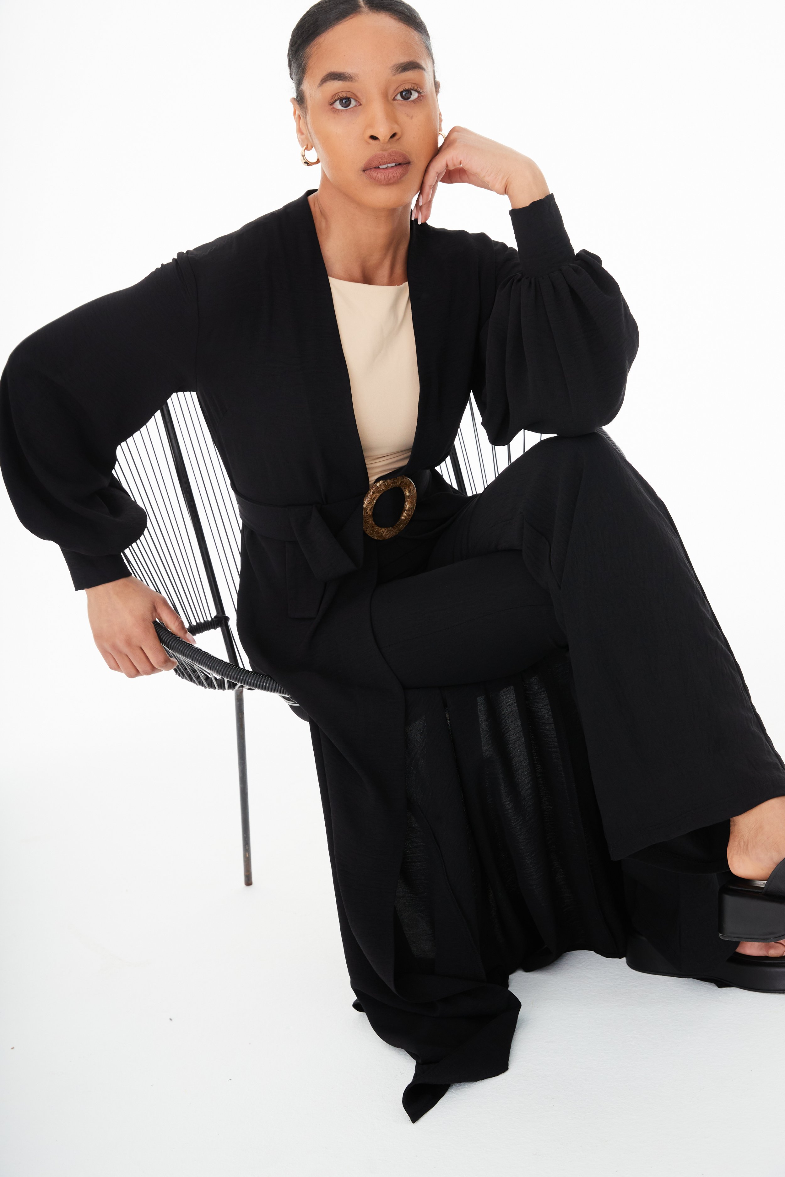 BLACK MAXI CARDI