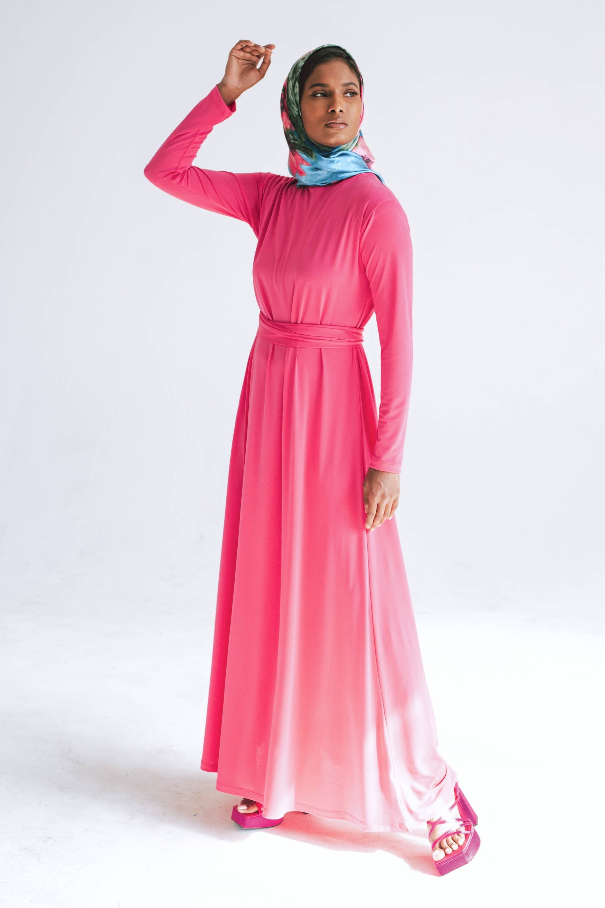FUCHSIA MOCK NECK DRESS